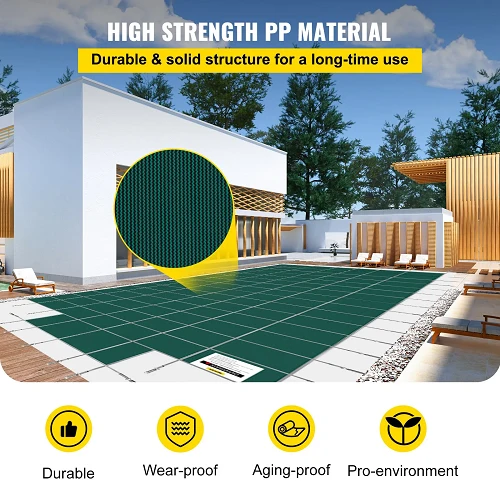 20 x 40 ft Inground Pool Safety Cover 4 x 10 ft Center End Step – Green Maillage Winter Cover Drainage Holes Type Protrusions