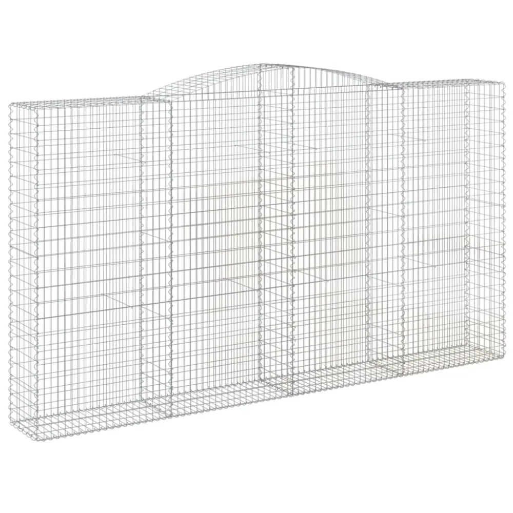 Lot de 2 paniers à gabions clôture cage mur de soutènement arqués 400 x 50 x 220/240 cm fer galvanisé Argent 02_0041412