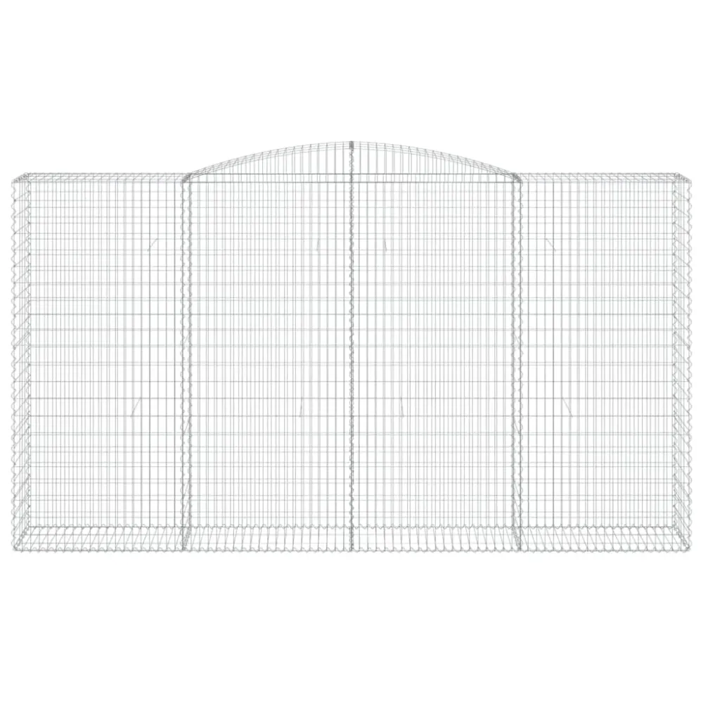 Lot de 2 paniers à gabions clôture cage mur de soutènement arqués 400 x 50 x 220/240 cm fer galvanisé Argent 02_0041412