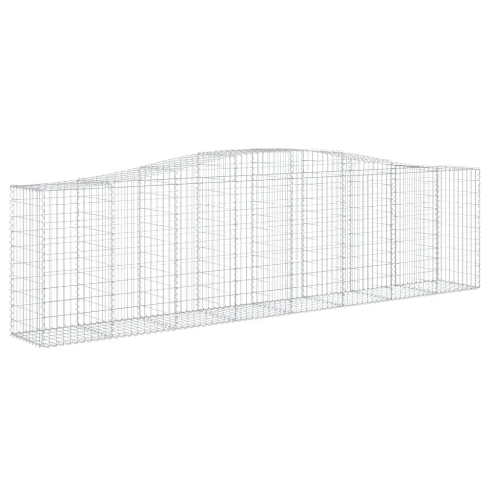 Lot de 9 paniers à gabions clôture cage mur de soutènement arqués 400 x 50 x 100/120 cm fer galvanisé Argent 02_0041306