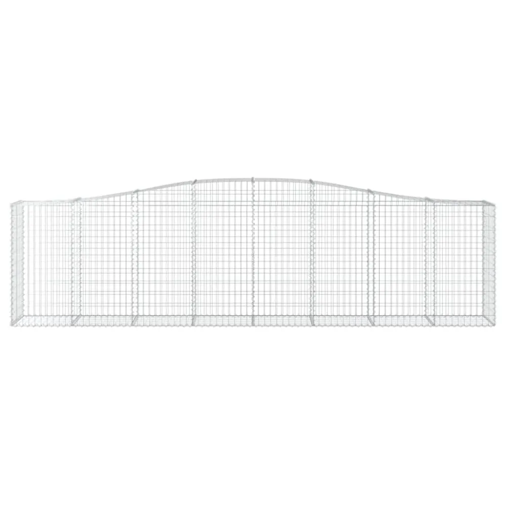 Lot de 9 paniers à gabions clôture cage mur de soutènement arqués 400 x 50 x 100/120 cm fer galvanisé Argent 02_0041306