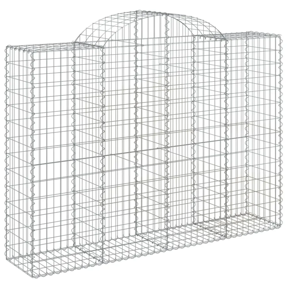 Lot de 2 paniers à gabions clôture cage mur de soutènement arqués 200 x 50 x 140/160 cm fer galvanisé Argent 02_0041349