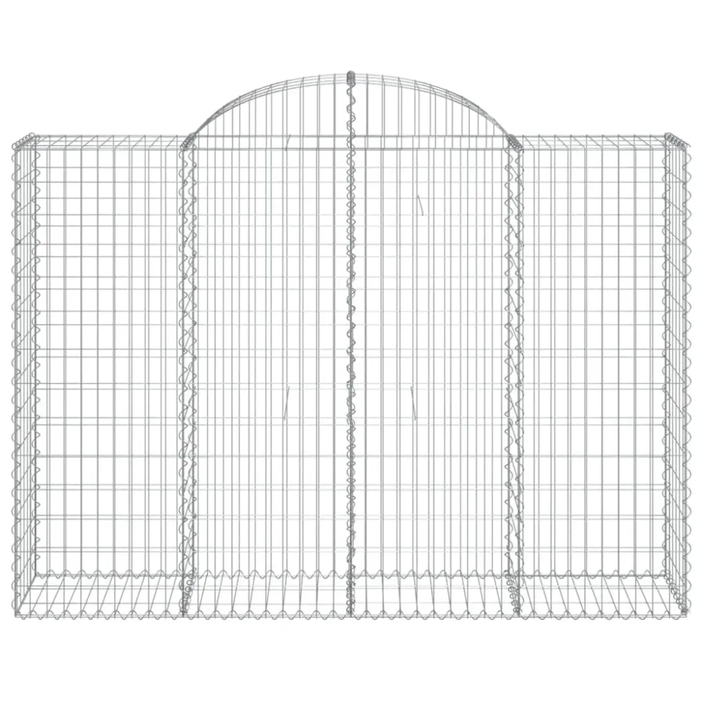 Lot de 2 paniers à gabions clôture cage mur de soutènement arqués 200 x 50 x 140/160 cm fer galvanisé Argent 02_0041349