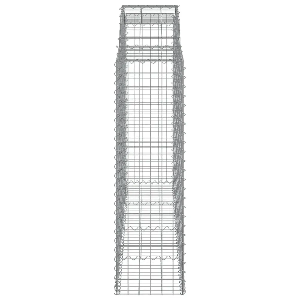 Lot de 2 paniers à gabions clôture cage mur de soutènement arqués 200 x 50 x 140/160 cm fer galvanisé Argent 02_0041349