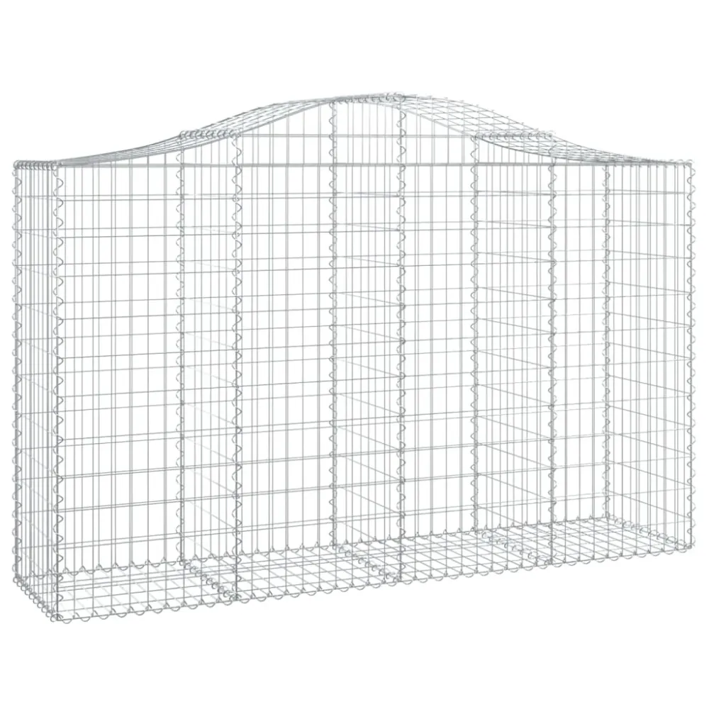 Lot de 2 paniers à gabions clôture cage mur de soutènement arqués 200 x 50 x 120/140 cm fer galvanisé Argent 02_0041346