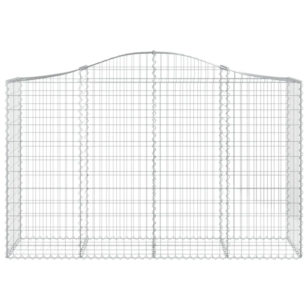 Lot de 2 paniers à gabions clôture cage mur de soutènement arqués 200 x 50 x 120/140 cm fer galvanisé Argent 02_0041346