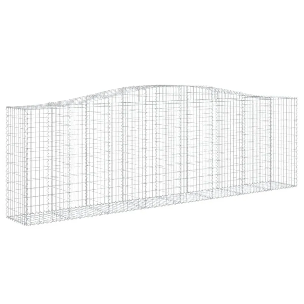Lot de 2 paniers à gabions clôture cage mur de soutènement arqués 400 x 50 x 120/140 cm fer galvanisé Argent 02_0041402