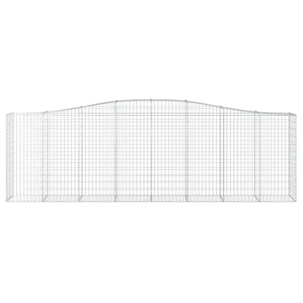 Lot de 2 paniers à gabions clôture cage mur de soutènement arqués 400 x 50 x 120/140 cm fer galvanisé Argent 02_0041402