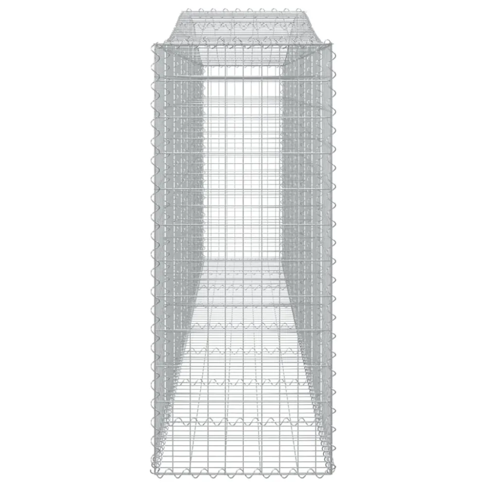 Lot de 2 paniers à gabions clôture cage mur de soutènement arqués 400 x 50 x 120/140 cm fer galvanisé Argent 02_0041402