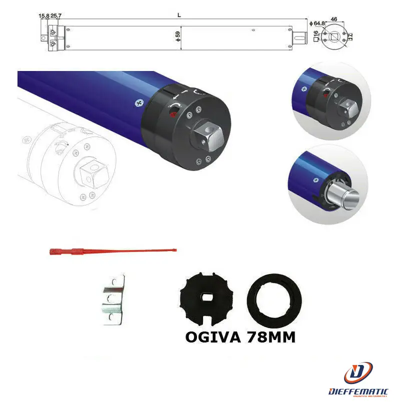 Motore Avvolgibile X Tenda Da Sole 220Kg 120 Nm Rullo 78 Si Adatta Cherubini