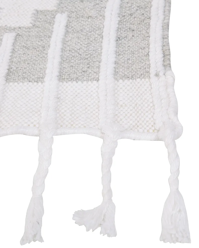 Outdoor Area Rug 140 x 200 cm Grey and Blanc pur TABIAT