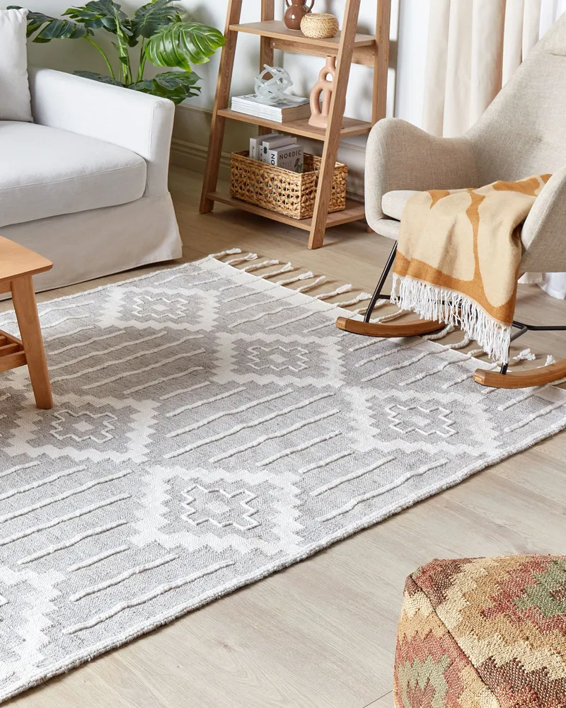 Outdoor Area Rug 140 x 200 cm Grey and Blanc pur TABIAT