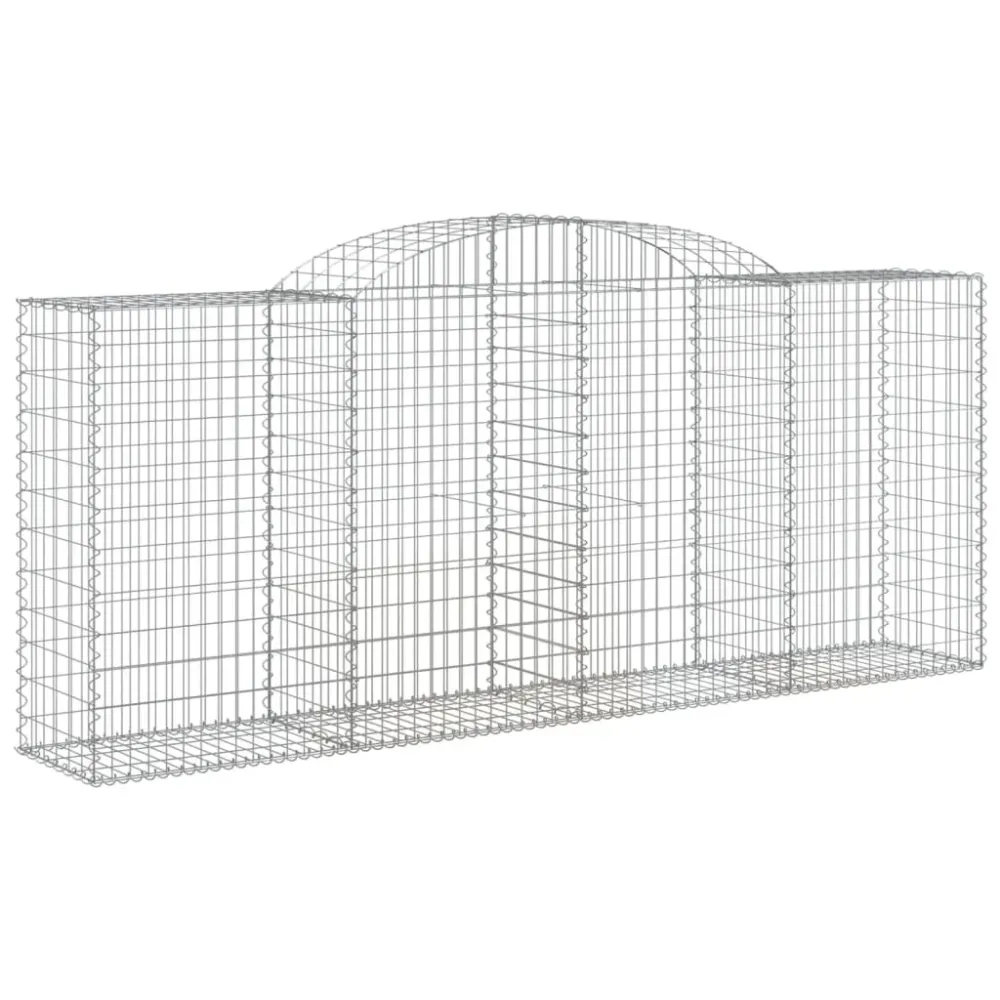 Paniers à gabions clôture cage mur de soutènement arqués 5 pcs 300 x 50 x 120/140 cm fer galvanisé Argent 02_0040912