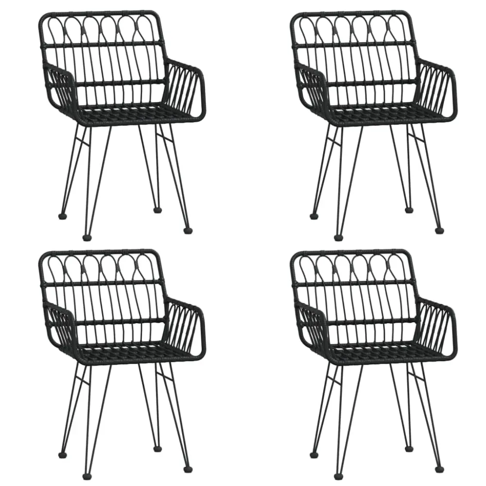 Mobilier à dîner de jardin 5 pièces noir résine tressée 02_0014783