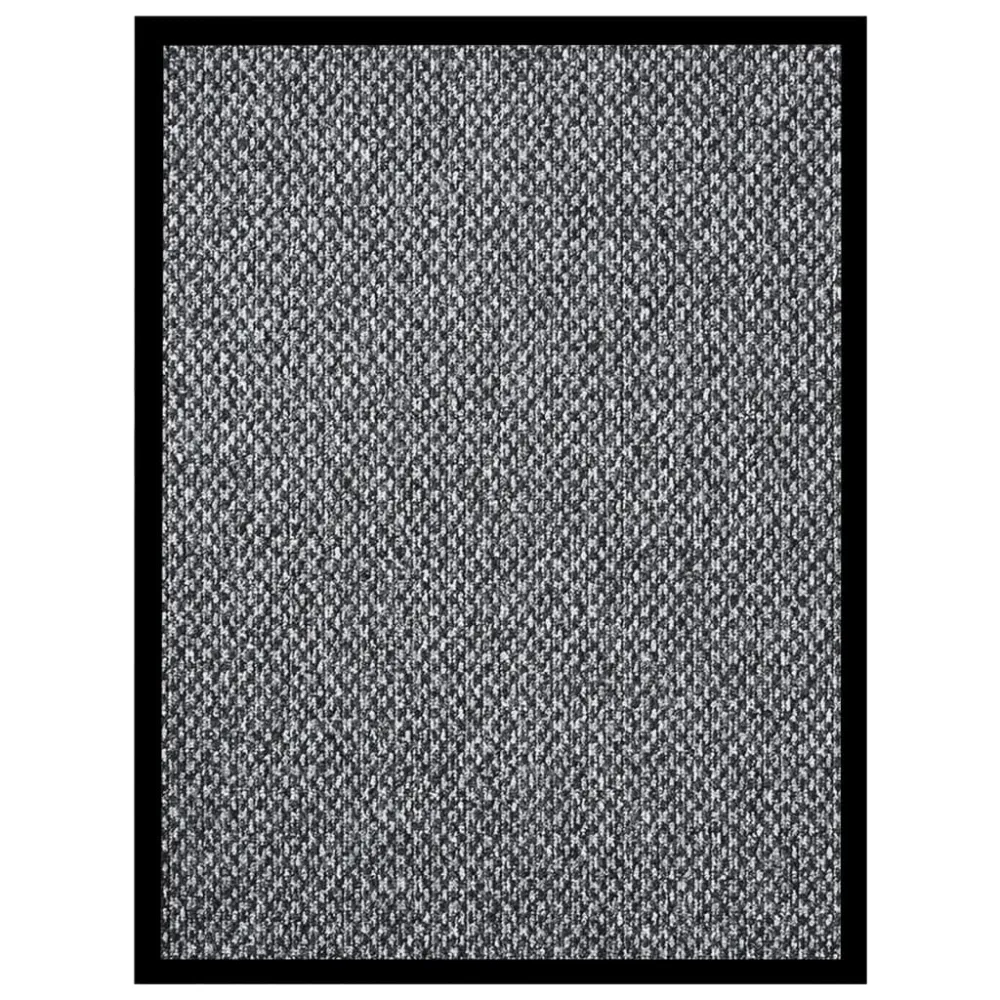 Paillasson de porte d'entrée 60 x 80 cm PP gris et vinyle dessous antidérapant DEC040595