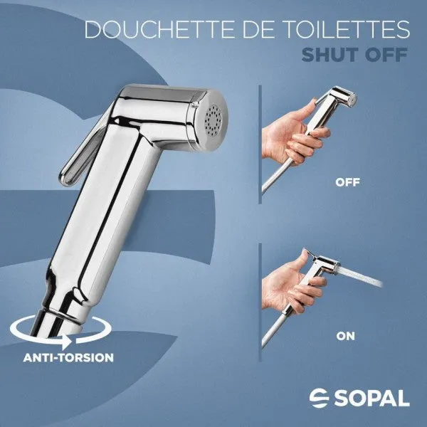 Kit pour douchette de toilette - Chromée - Shut off - SOPAL