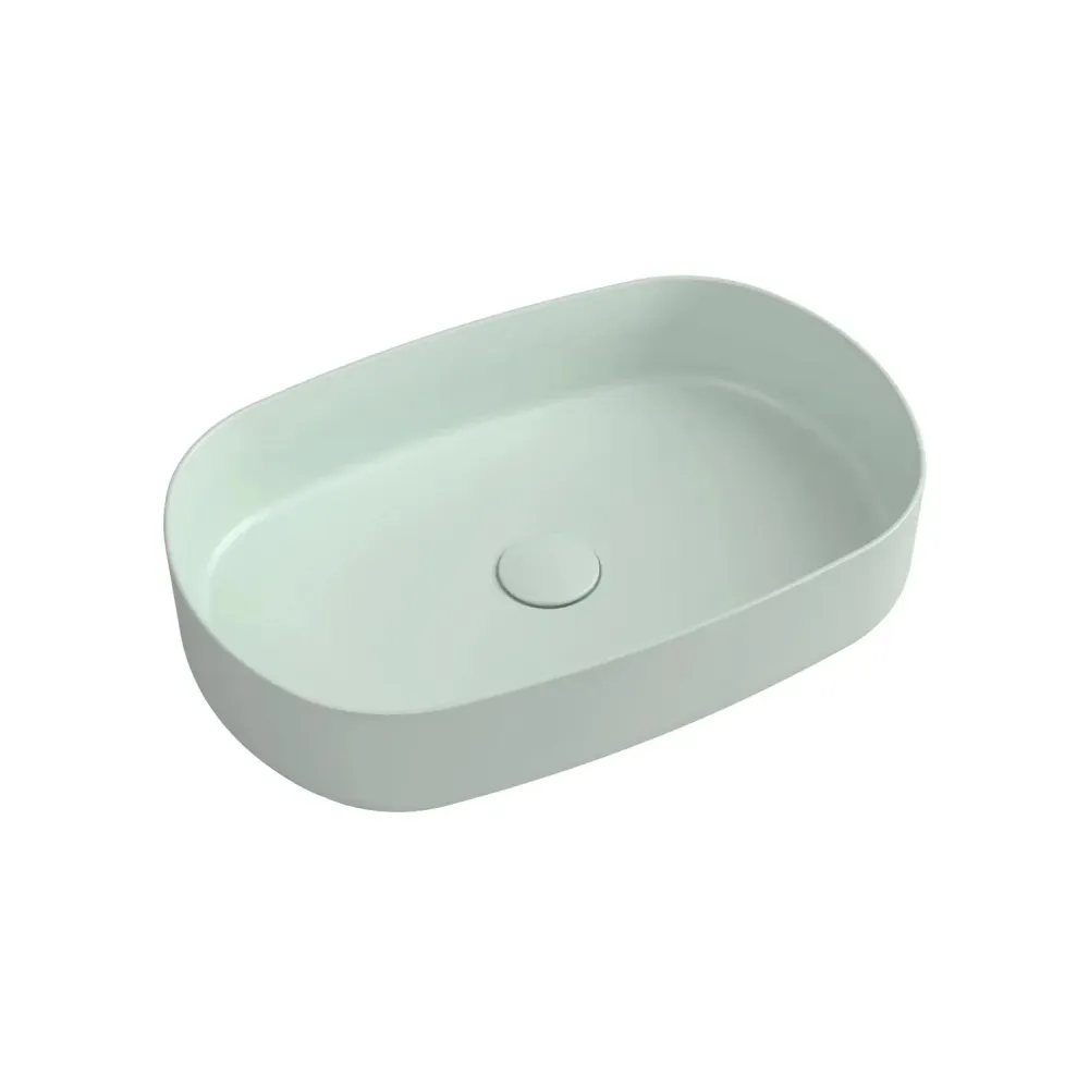 Lavabo d'appoggio ovale senza foro BathCore série Infinity 55x36 couleur Menthe Mat
