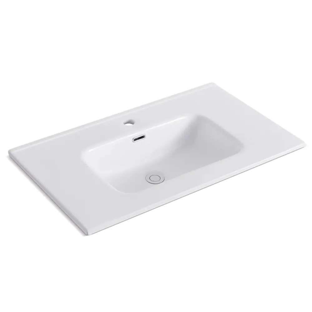 Lavabo encastré 81cm blanc en céramique BathCore ligne Alba