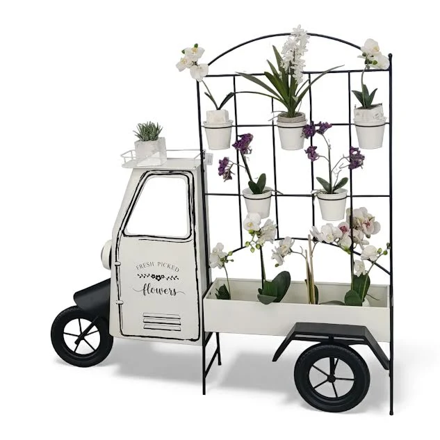 Vintage Metal Truck Design Planter Blanc pur