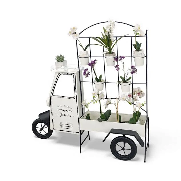 Vintage Metal Truck Design Planter Blanc pur