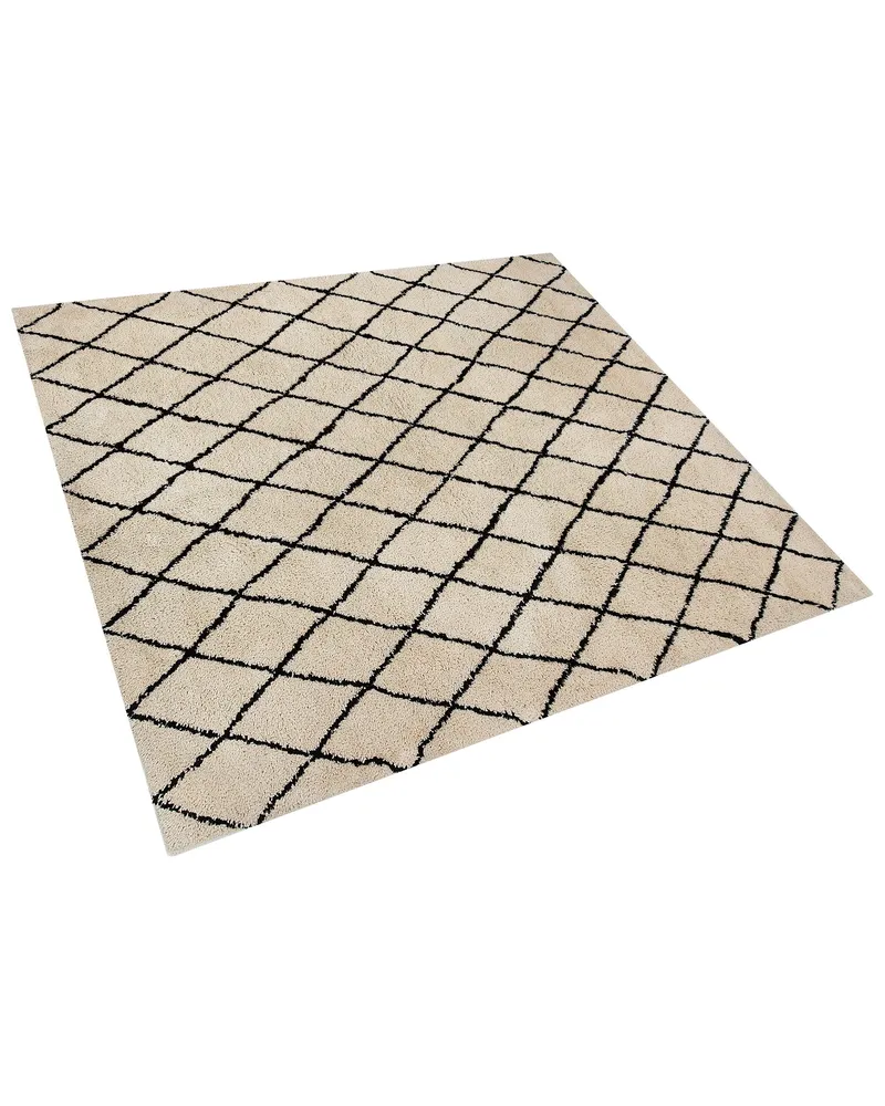 Area Rug 200 x 200 cm Beige and Noir jais MIDYAT