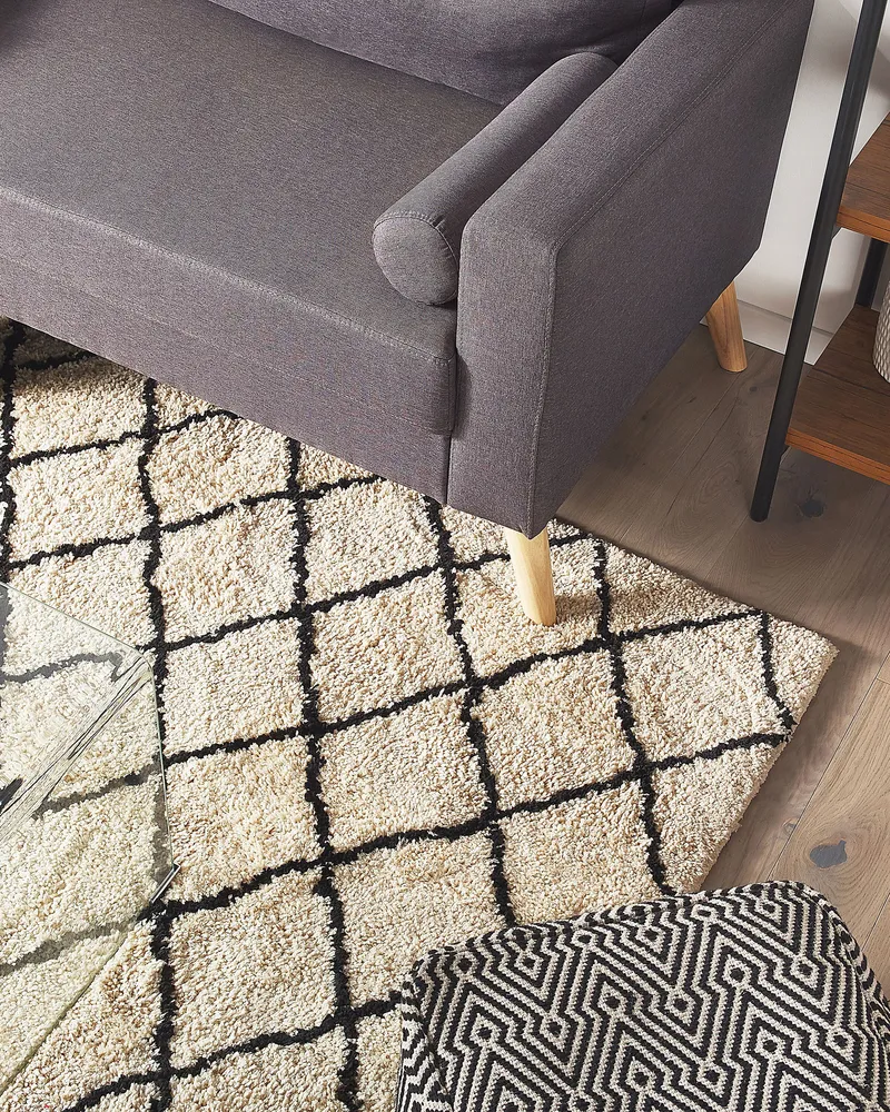 Area Rug 200 x 200 cm Beige and Noir jais MIDYAT