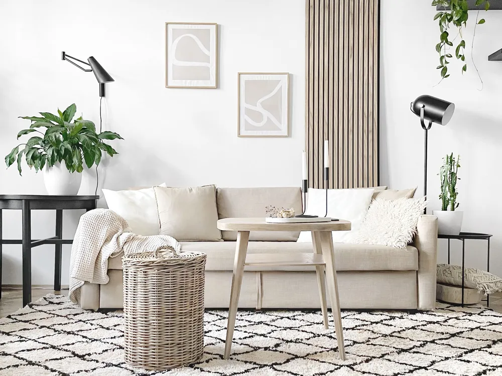 Area Rug 200 x 200 cm Beige and Noir jais MIDYAT