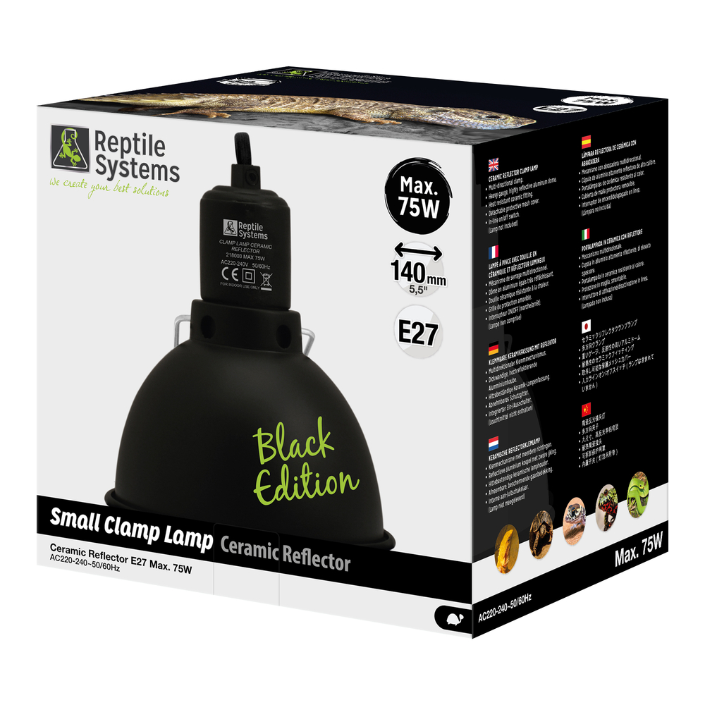 Clamp Lamp Black Edition Réduit Reptile Systems pour toutes saisons