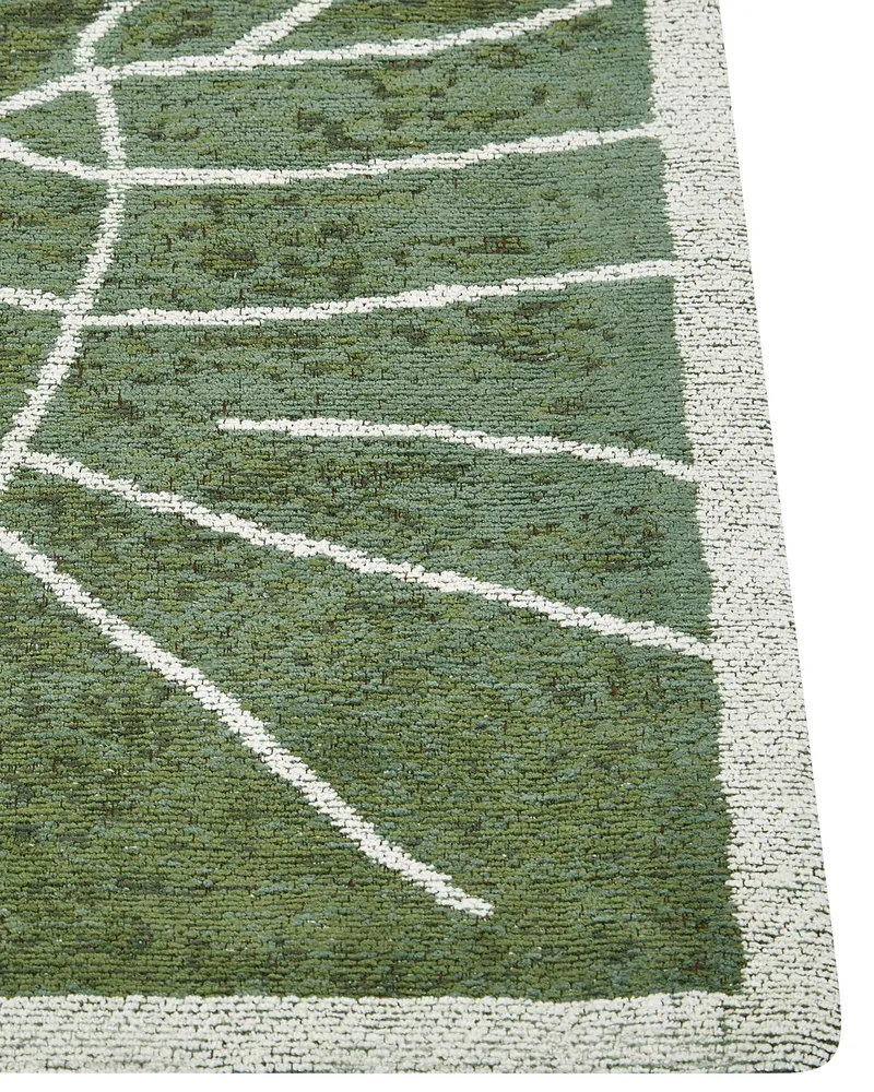 Cotton Area Rug Monstera Leaf Pattern 140 x 200 cm Vert olive SARMIN