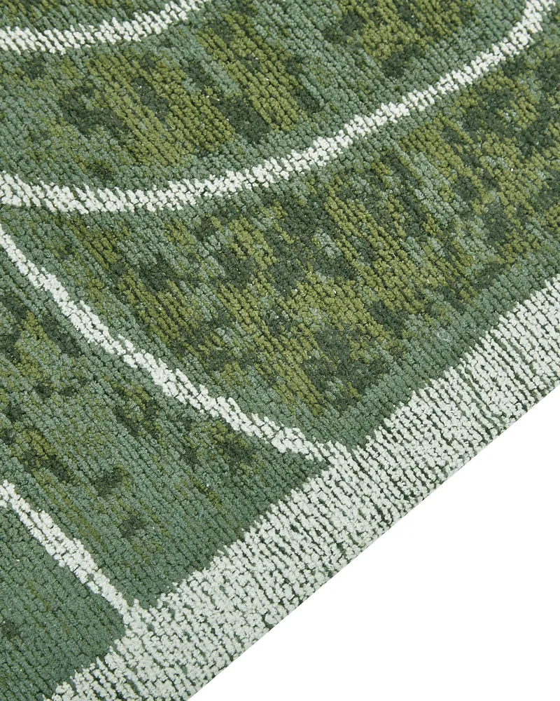 Cotton Area Rug Monstera Leaf Pattern 140 x 200 cm Vert olive SARMIN