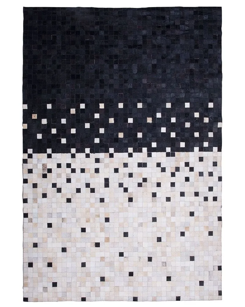 Cowhide Area Rug 140 x 200 cm Black and Écru ERFELEK