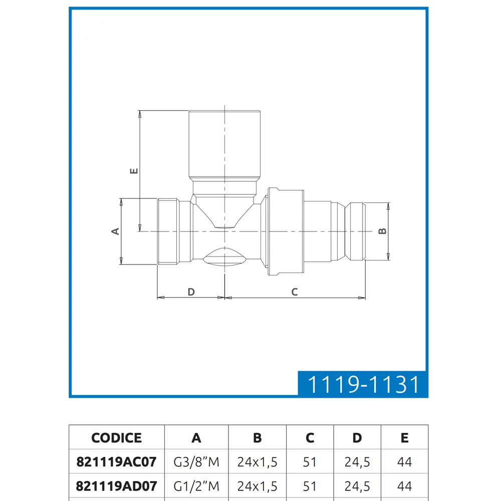 Detentore Micrometrico Diritto Attacco Rame, Multistrato E Pe-X "Aida" Cromo 1/2" - 24X1,5