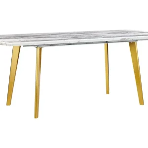 Eettafel uitschuifbaar MDF marmerlook/goud 160 / 200 x 90 cm MOSBY