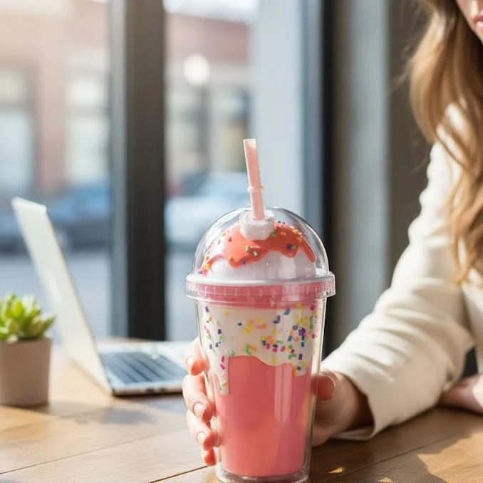 Ice Cream Inspired 450ml Double Wall Cup Rose vif