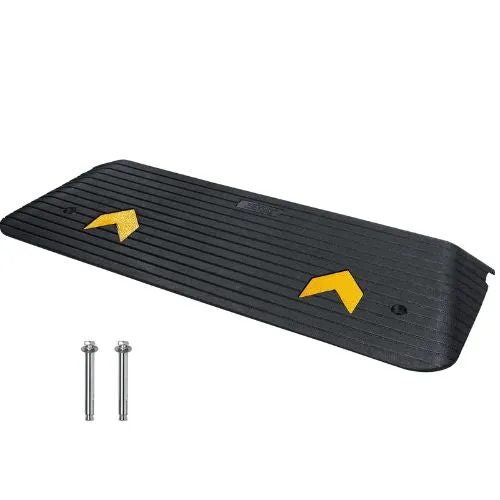 1.5 Inch Upgraded En gomme Threshold Ramp Natural Curb Ramp Rated Wheelchair and Scooter - Compatible Universelle