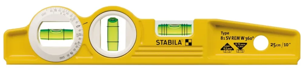 Niveaux à bulle Type 81 SV REM W360 Torpedo, 25 cm STABILA 16670 pour motards voyageurs