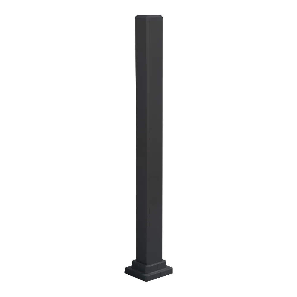 Poteau de montage en aluminium noir pour rampe de 48'' de hauteur, 49-1/2'' x 3'' avec mousses incluses