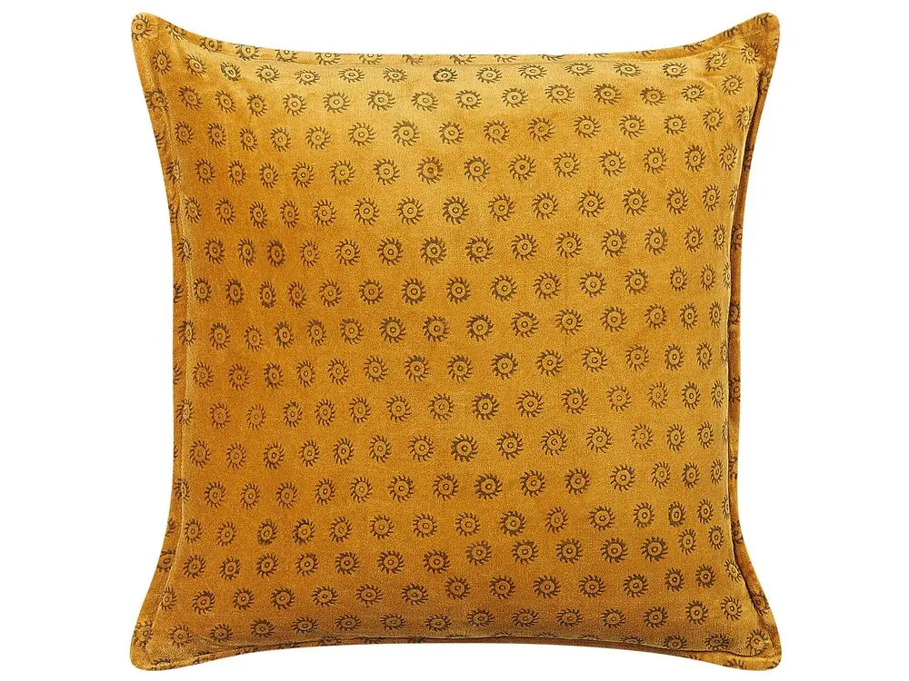 Set 2 Velvet Cushions Sun Pattern 45 x 45 cm Jaune doré RAPIS
