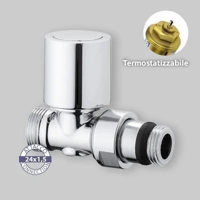 Valvola Diritta Termostatizzabile Attacco Rame, Multistrato E Pe-X "Aida" Cromo 1/2" - 24X1,5