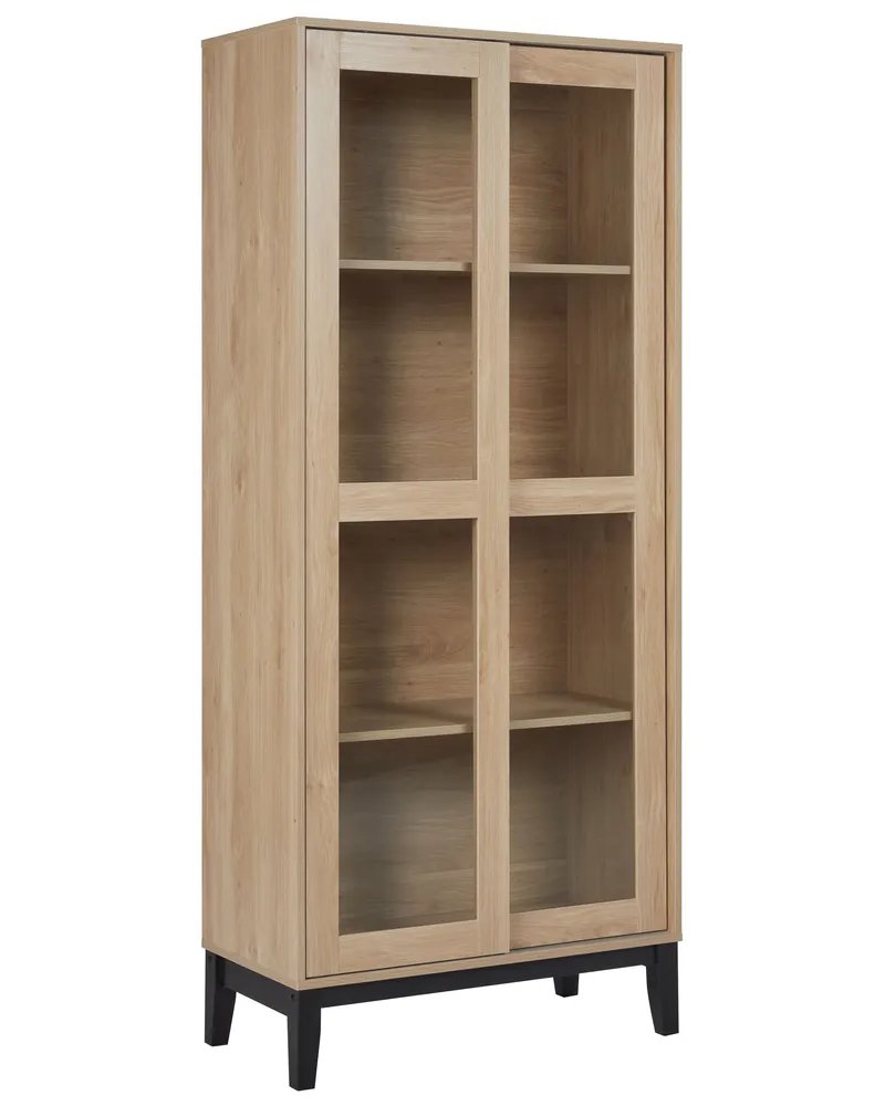 En verre Display Cabinet Light Wood RUMSON