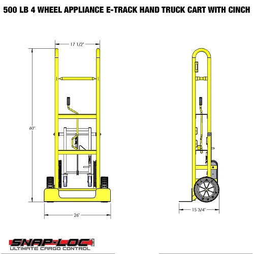 4 Wheel Appliance E-Track Hand Truck Cart Cinch SLV0500ACY
