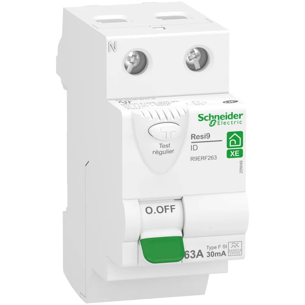 Interrupteur différentiel SCHNEIDER R9ERF263 63A 30mA type Fsi auto 230V Resi9 XE