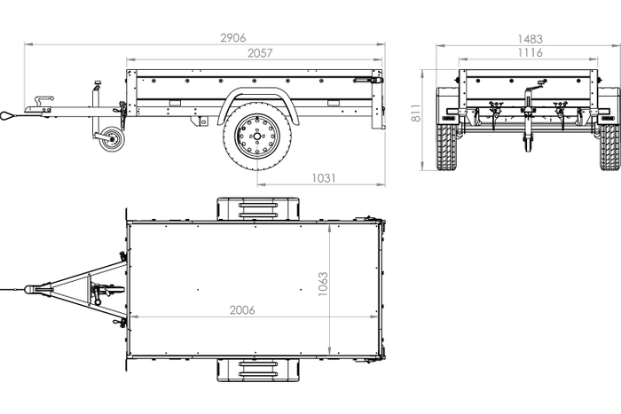 Remorques Remorque de loisirs Garden Trailer 200 KIPP 200×106 cm en noir mat