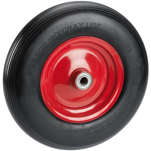 Roue anti-crevaison Dörner + Helmer avec jante en métal rouge roulement à billes et profil rainuré 400x100 mm moyeu 20x88...