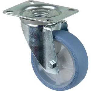 Roulette de transport pivotante BS Rollers roue en caoutchouc thermoplastique pneu bleu évident roulement à rouleaux plaqu...