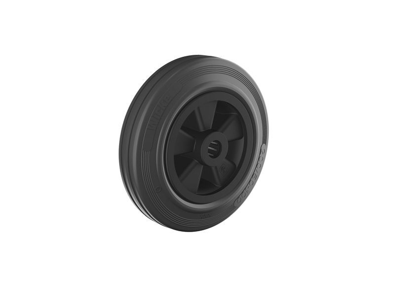 Roue en caoutchouc plein Wicke avec pneus en caoutchouc standard noirs montés sur une jante en plastique GK 100/30 / 1R 13...