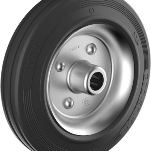 Roue en caoutchouc plein Wicke avec pneus en caoutchouc de base noirs montés sur une jante en tôle emboutie GB 125/38 / 2R...