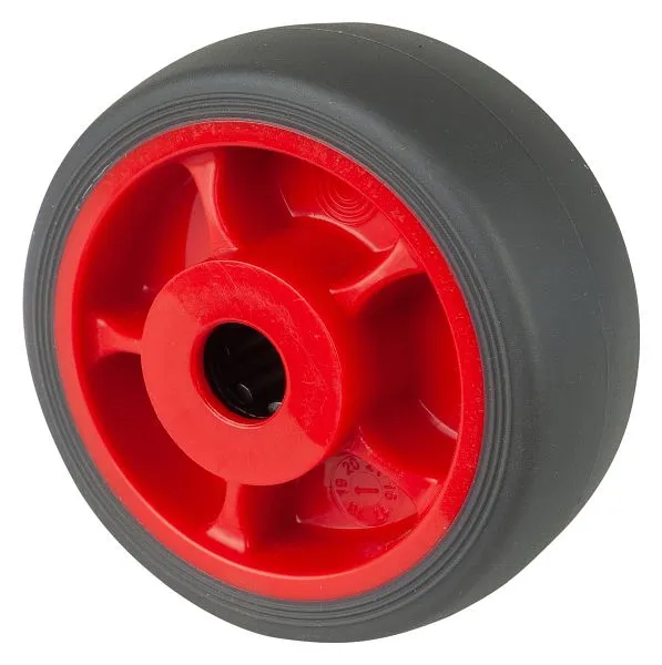 Roue en caoutchouc thermoplastique BS rollers jante rouge roulement à rouleaux gris diamètre de roue : 80 mm lot de 8 B44....