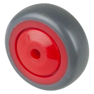 Roue en caoutchouc BS Wheels jante rouge bande de roulement grise roulements à billes diamètre de roue 75 mm lot de 8 A85....