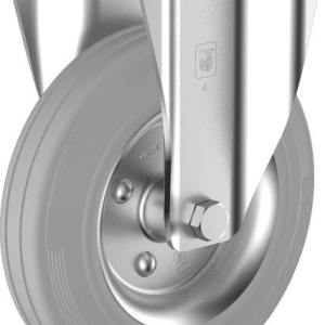 Roue fixe en caoutchouc plein Wicke avec pneus en caoutchouc de base gris non farineux montés sur une jante en tôle embout...